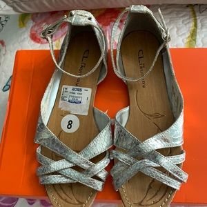New, CL Laundry Silver Metallic Sandals, Size 8